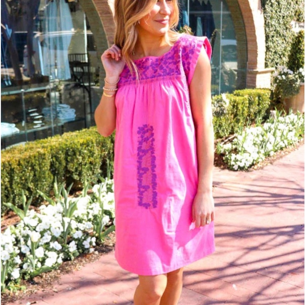 NWT$158 J.Marie Oaxaca Floral Embroidered dress pink/purple size S and M